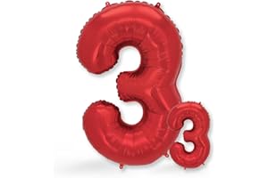 FUNXGO® Ballon decoration anniversaire 3 ans - Lot de 2 - Ballons Numéro 3 en Rouge - deco anniversaire 3 ans fille ou garcon - Gonflables à l'Hélium - Happy Birthday Decoration - Rouge Chiffre 3