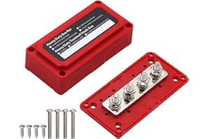 T Tocas Scatola per barra di distribuzione elettrica da 300A Bus Bar, resistente, con 4 terminali M8, copertura rossa