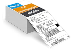 Alitamei 4" x 6" (100mm×150 mm) Direkte Thermische Fanfold-Versandetiketten Klebeetiketten für Postanschriften ​Versandetikette (500 Blatt)