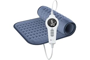 ‎BR BRINGER BR Bringer Infrarot Heizkissen mit Abschaltautomatik - Wärmekissen mit Tiefenwärme - 6 Heizstufen (25-60°C), Überhitzungsschutz, Waschbar, LED Display, Extra weiches Flanell (Blau, 60 x 30 cm)