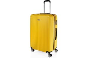 ITACA - Valise Grande Taille 23Kg Rigide Spacieuse XL pour Soute Avion Ultra Résistante Valise Extensible avec Cadenas À Combinaison Idéale pour Voyages Longs Et Moyens Séjours, Jaune