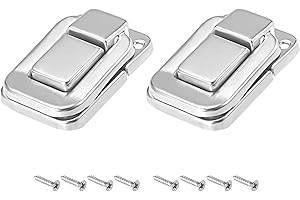METALLIXITY Blocco Chiusura Gancio (38mm x 25mm) 2pz, Ferro Cerniera Chiusure - per Armadi Scatole Valigie, Argentato