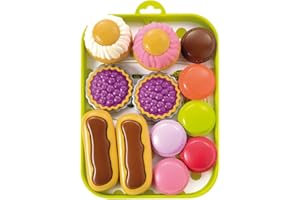 Jouets Ecoiffier – 980 - Plateau pâtisserie 100 % Chef – Imitations d'aliments pour enfants – 13 pièces - Dès 18 mois – Fabriqué en France