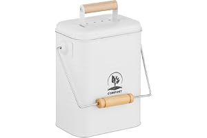 Relaxdays komposteimer för köket, 3,5 liter, 2 aktivkolfilter, lock