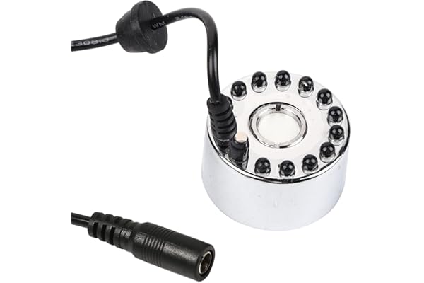 Akozon Brouillard d'eau de Bassin de Fontaine, humidificateur d'air de brumisateur d'atomiseur de nébuliseur ultrasonique,12 LED 24 V Couleur(Three-Color Gradient Atomizer) brumisateur à ultrasons br