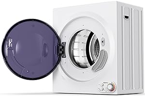 REEMIX 5KG Tumble Dryer, 1400W Compact Vented Tumble Dryer, 5 Auto Drying Mode, with Sensor, Stainless Steel Tub, for Apartment, Home, Dorm, White