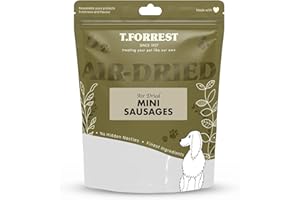 T. Forrest 100% Meat Air-Dried Sausages for Dogs, 1KG (Approx 80-100 Sausages) - Natural Grain-Free Dog Treats - High Protein, Gently Dried, Healthy Training Snack - Made in the UK