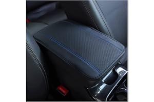 GTLM Four Seasons Universal Armrest Box Mat,Fiber Leather Embossing,Waterproof Armrest Cover Center Console Mat,Car Armrest Seat Cover,Suitable for 32.51 * 19.5cm Armrest Case (Blue)