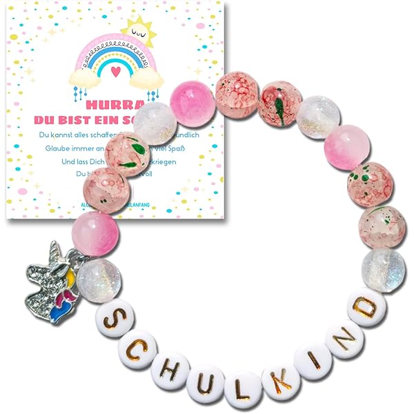Einschulung Geschenk Set Für Mädchen - Rechenkette & Buchstaben Armband Pink