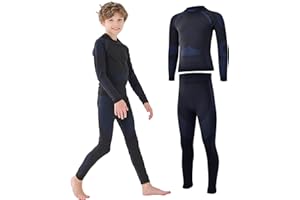 Homord Set Intimo Termico Bambino Traspirante Tessuto di Carbone di bambù Intimo Funzionale Set Biancheria Intima Termica Buono per Il Calcio, Lo Sci, l'hockey su Ghiaccio, la Corsa, Il Sonno