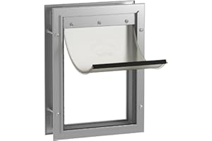 Hakuna Pets Deluxe-Aluminium-Tür für Haustiere, Katzen und Hunde mit 2-Wege-Verriegelung für Bildschirme, Türen und Wände bis zu 70 mm Dicke, Medium, Silber