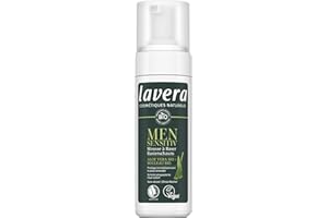lavera Men sensitiv Mousse à raser - protège immédiatement la peau stressée - soin doux - sans alcool - soins pour hommes - vegan - 150 ml