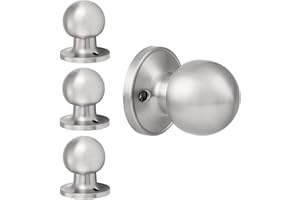Probrico Brushed Nickel Dummy Door Knobs, Round Interior Door Knobs for Closet(Keyless, No Latch), Single Side Half-Dummy Knobs, 4 Pack