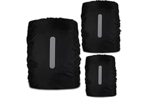 POPAPIE Lot de 3 Protection Sac à Dos Pluie 20-45L Housse Sac a Dos Impermeable Housse de Sac à Dos imperméable et réfléchissante pour Voyage,Antivol,Camping, Escalade,Cyclisme,Noir