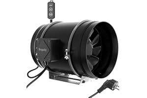 Brogachy 200mm Extracteur d'Air réglable PWM,Ventilateur d'extraction 3000 RPM,Triphasé EC Moteur, avec débit d'air et 1413 m³/h, Pour Tentes Culture,Hydroponique, Domestique,Grenier et Garag.