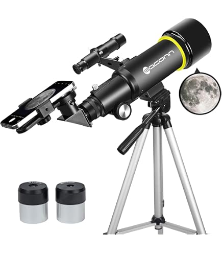 Telescopio Rifrattore 70mm Apertura 400mm Per Adulti E Bambini | Con Adattatore Smartphone, Filtro Lunare, Treppiede | Ideale Per Astronomia E Osservazione Terra