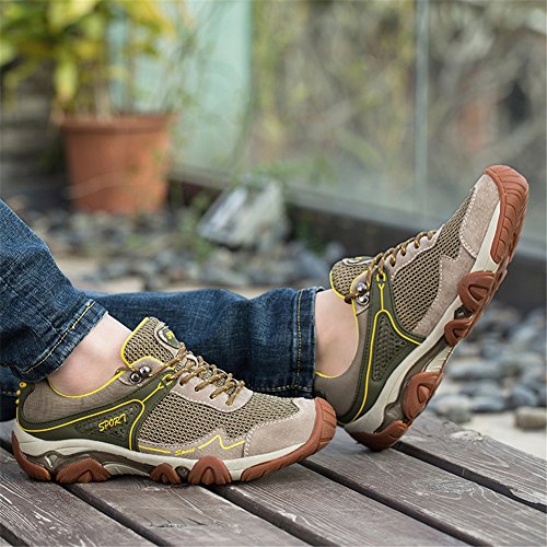 UBFen Herren Sportschuhe Trekking Wanderhalbschuhe Sneakers Outdoorschuhe Wanderschuhe Turnschuhe Casual Schuhe Atmungsaktives Mesh Braun Blau - 7