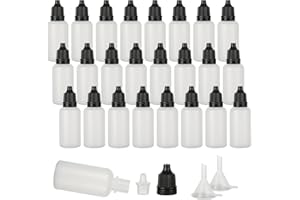 SENENQU 100 Pack 20ml Plastic Dropper Bottles, Translucent Squeeze Bottles with Caps & Funnels, Empty Squeezable Eye Liquid Bottles for Paint Sample Essential Oil Liquid