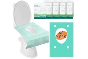 FUNRELAXER Einweg Toilettenauflagen, 40 Stück Die Hygienische Lösung für Unterwegs, Toilettenbezüge Toilette Auflage WC-Sitz Matte Einweg Toilettenpapier Pad für Reisen, öffentliche Toiletten