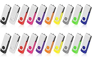 ARETOP Clé USB 4Go Lot de 20 Cle USB 2.0 Mémoire Stick Pivotant Stockage Flash Drive Grande Vitesse pour PC/Ordinateur Portable/Voiture Bon Cadeau pour Enfants et Amis 10 Couleurs Mixtes