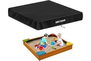 SIMPHAUS Sandkastenabdeckung Wasserdicht Sandkasten Abdeckung Sandkasten Abdeckplane Sandkasten Poolabdeckung mit Gummizug Abdeckung Planschbecken Quadratisch Anti-UV 420D Oxford Gewebe 90x90x20cm