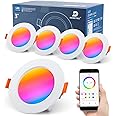 DUSKTEC LED Downlights Recessed Ceiling Lights RGB Colour Change 7W, Dimmable IP44 Spotlights Daylight White 5000K, Smart Bluetooth APP Control for Bedroom Kitchen Living Room, 4 Pack