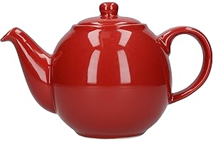 London Pottery 20160 Globe Small Teapot with Strainer, Ceramic, Red, 2 Cup Capacity (500 ml)