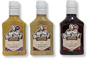 OsoRetail pack de 3 salsas de barbacoa | Big Jeff Spicy Garlic, Haburger y Smokey BBQ | 3x 250ml