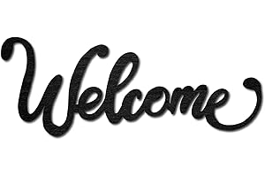 CREATCABIN Panneau de Bienvenue en Bois Découpé au Laser Décoration Murale en Bois Sculpture à Suspendre Décoration Murale Art pour la Maison Galerie Bureau Porte D'Entrée Noir 11.9 x 4.5\