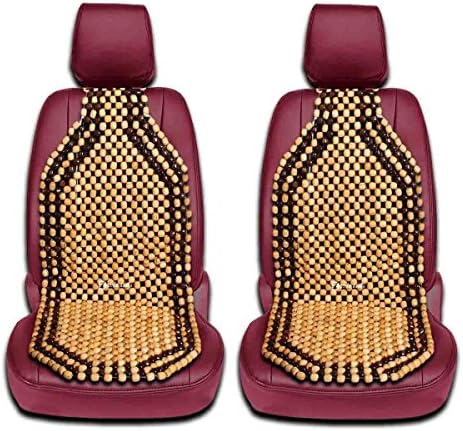 Zento Deals2 Pieces of Natural High Quality Wooden Beads Lumbar Support Cool Back Massage Cover Cushion