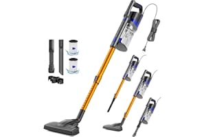 VACTechPro 60KPa/680W/7M Staubsauger, Staubsauger mit Kabel Con 800ML Pattumiera, Stielstaubsauger mit Kabel Con Design a Doppia Maniglia, Vacuum Cleaner per Pavimenti Duri, Orange