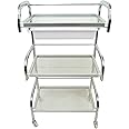 MEISHIDA Shelves Trolley Cart with Tray on the Lower Top Layer for Salon & Spa, Beauty Facial Clinic Professional and Personal Use Equipment Furnitur (White)