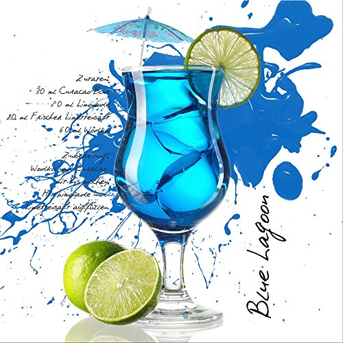 artissimo, Dekopanel, Deco Panel, ca. 30x30cm, PE5761-PA, Cocktail: Blue Lagoon, Bild, Wandbild, Wanddeko, Wanddekoration, Poster auf Decopanel