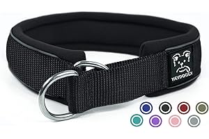 HEYDOGGY Weich Neopren Gepolstert Hundehalsband (4cm Breite) Reflektierend Hund Halsband mit Robust Nylon & Zugstopp, Bequem Zughalsband Dressurhalsband für Kleine Mittlere Große Hund Anti-Zug Walken M,Schwarz