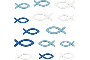 FEPITO 144 Stück Holz Deko Fische Streudeko Taufe , Deko Taufe Junge Tischdeko Taufe Konfirmation Deko