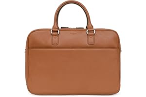 Hexagona - Porte-documents - Compatible ordinateur portable 13'', format A4 et téléphone portable - Pour Femme - Collection Confort Business - En cuir de vachette grainé