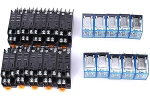 YUECOOM 8 Pin Relay,10Pcs 8 Pin Relay + Base Set Coil Electronic Component LY2NJ DC 24V