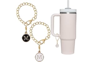 SHANFAA 26 Letter Charm Accessories for Stanley Cup 2PCS Initial Name ID Personalized Handle Charm for Stanley Tumbler