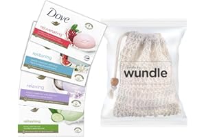 Wundle Bundle Dove Lot de 4 savons hydratants avec 1 pochette exfoliante