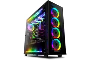 ‎A ANIDEES anidees AI Crystal XL RGB V3 Full Tower Gehärtetes Glas XL-ATX/E-ATX/ATX PC Gaming Gehäuse Unterstützung, 5 x 120 PWM RGB Lüfter / 2 x adressierbar RGB LED Streifen - Schwarz (NUR PC-Gehäuse)