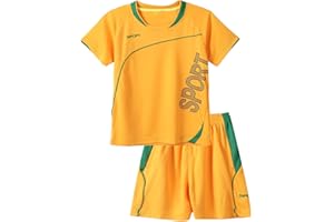 Jowowha Kinder Sport Kleidung Set Jungen Sports Trikots Kurzarm T-Shirt und Shorts Sport Trainingsanzug Fussball Basketball Kleidung