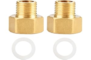 OUMUIK Reduzierstück 3/8 auf 1/2 Zoll aus Messing, AG/IG Reduzierverlängerung,2St Reduzierverlängerung Reduzierstück (3/8Zoll Außen x 1/2 Zoll Innen) Gewinde/Messing Fittings