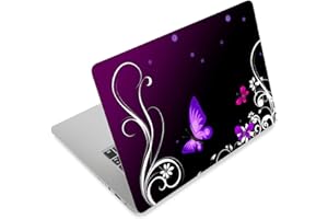 TOLULU Laptop Haut Aufkleber Aufkleber, 12 "13" 13,3 "14" 15 "15,4" 15,6 Zoll Laptop Vinyl Aufkleber Abdeckung Schutz Notebook PC (2 Handgelenk Pad enthalten), wasserdicht abnehmbar, lila Schmetterling
