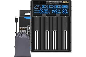 FOSMOON 18650 Battery Charger, LCD Screen Can Display Capacity, 2A Fast Universal 18650 Charger, Suitable for 3.7v Lithium Battery and 1.2v Ni-Mh/Ni-Cd AA AAA Battery