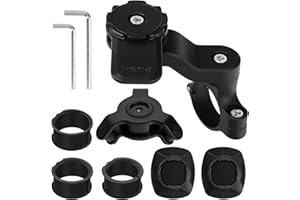 CUTYERBEE Support Téléphone Moto - Amortisseur de Vibrations Compatible avec Smartphones Universels (iPhone, Android, Samsung...), pour Guidon de Vélo, Trottinette, Quad, Scooter, Twist & Lock (Noir)