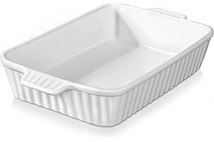 MALACASA Series Bake, 3020ML Ceramic Baking Dish Casserole Dish for Oven, Large Rectangular Bakeware,Porcelain Lasagna Pans with Handles White