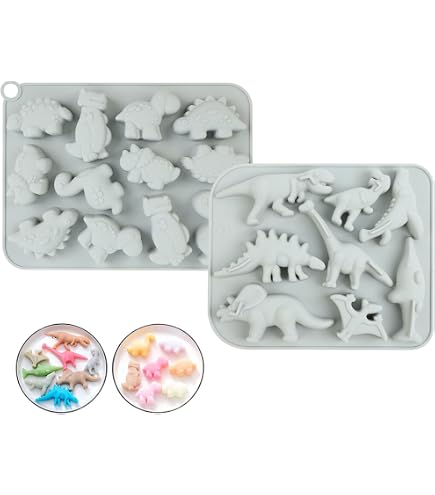 2-teilige Dinosaurier Silikonform – Für Schokolade, Eiswürfel & Süßigkeiten, Spülmaschinenfest (blau)