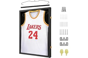 Dsocool Jersey Frame Display Case, Large Lockable Shadow Box Sports Jersey Frame with UV Protection Acrylic for Baseball Basketball Football Soccer Hockey Shirt,Uniform, Graduates Black