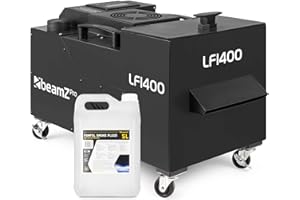 BeamZ Professional LF1400 Machine à Fumée Lourde avec 5L de liquide, 1400W, Technologie Ultrasons, DMX, Télécommande Sans Fil, Sur Roulettes, Idéal pour Mariages, Événements et Présentations