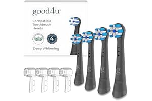Good4u® - Recambios Compatibles con Cepillo Oral B iO, Pack de 4 Cabezales Cepillo Eléctrico con Fundas de Alta Precisión, Para Limpieza Dental Profesional (Negro)